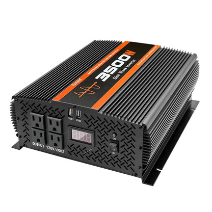 TVNIKD 3500W Pure Sine Wave Inverter 12V to 120V with 4 Power Outlets for RV Solar Power
