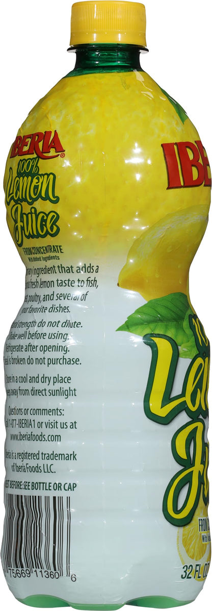 Iberia 100% Lemon Juice, 32 Ounce (Pack of 3)