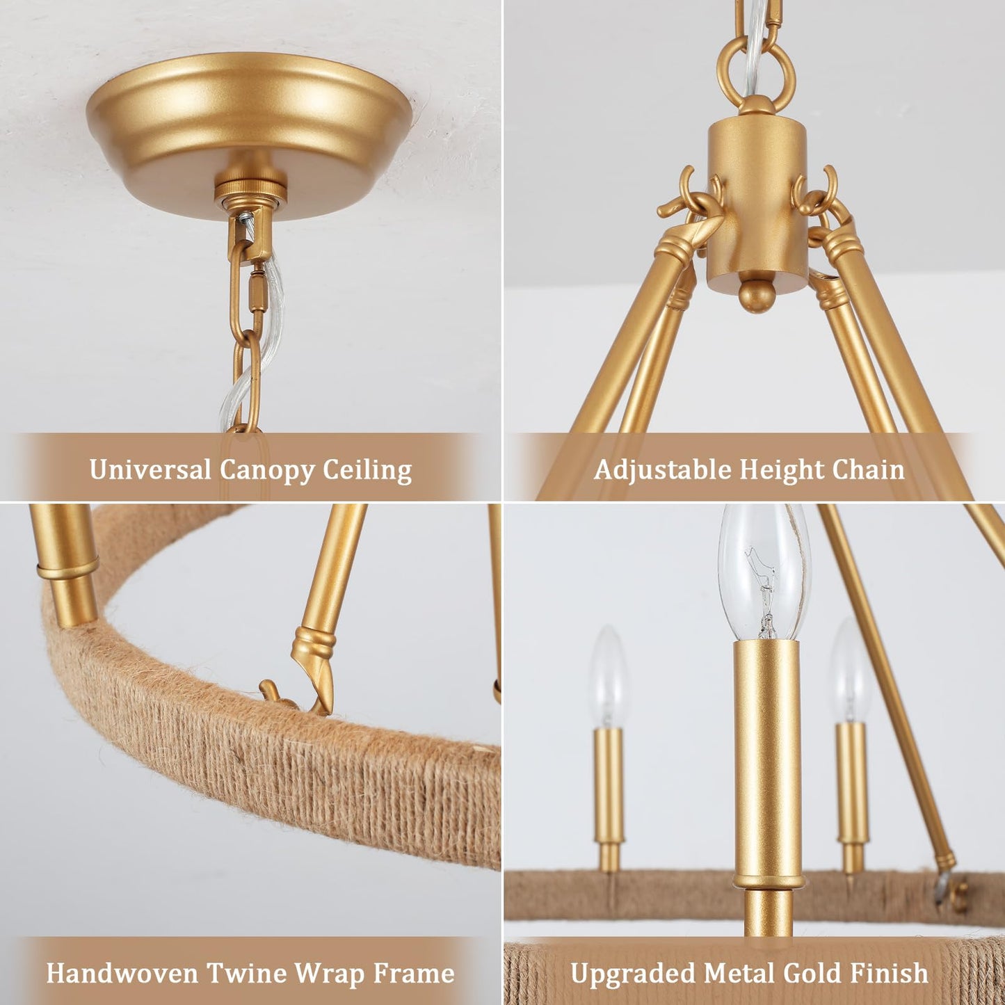 ASHUAQI 26" Gold Wagon Wheel Chandelier, 12-Light Farmhouse Chandelier for Dining Room, Gold Pendant Light Fixture for High Ceiling Living Room Foyer Entryway
