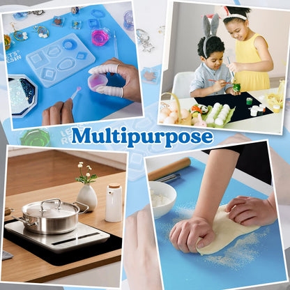 LET'S RESIN 18 Pcs Coaster Resin Molds Silicone with 3-in-1 Silicone Mat - 15.7" x 11.7" Nonstick & Nonslip Craft Mat, Heat-Resistant for Resin, Paint, Clay