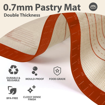 Silicone Baking Mat, 24" x 16" Baking Mat, Pastry Rolling Sourdough Baking Mat Supplies for Making Pizza, Pie, Cookies, Bread