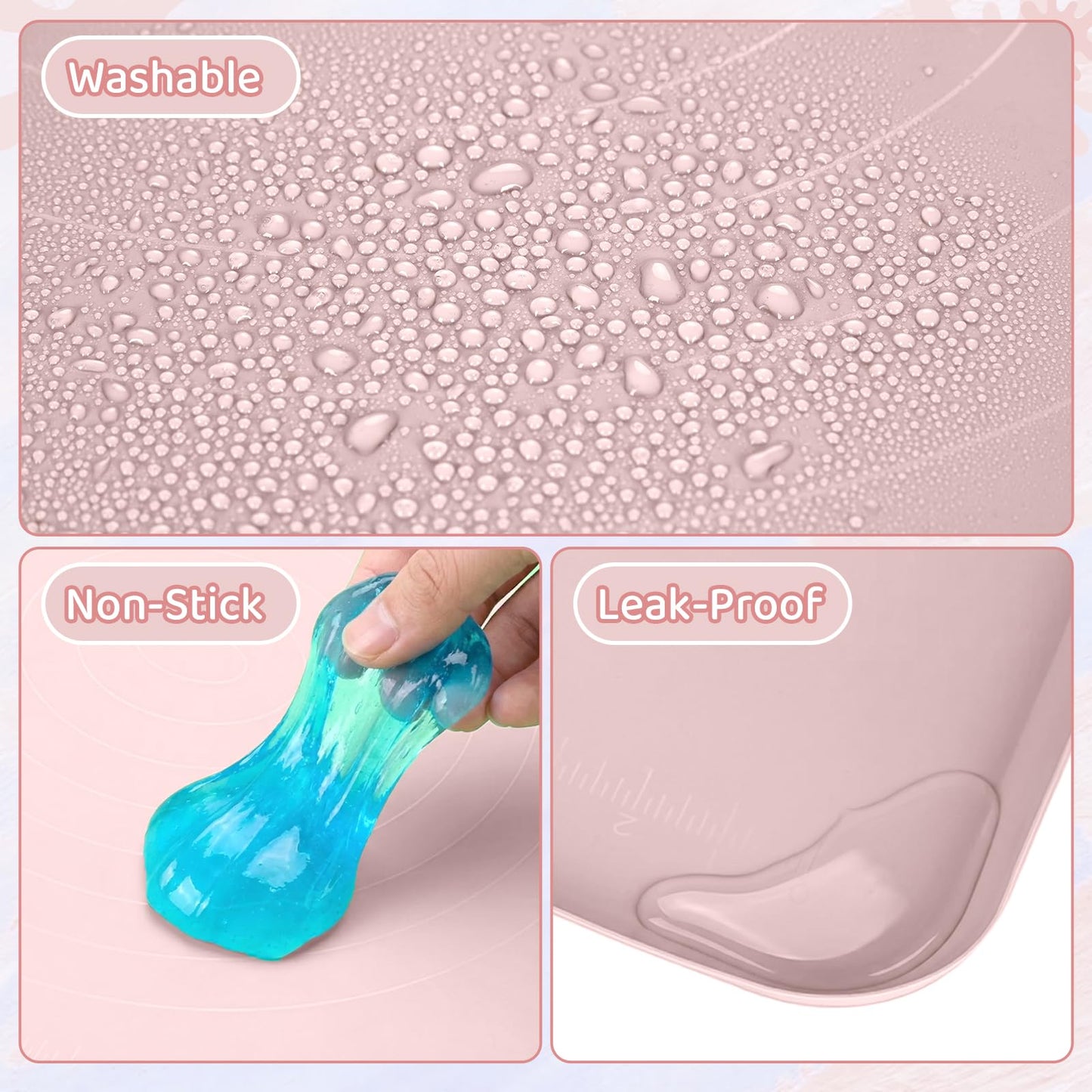 Extra Large Silicone Painting Mat for Crafts, 24”x 19” Waterproof Art Mat with Raised Sides, for Paint, Clay Playdough, & Jewelry-Making (Pink)