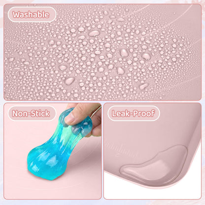Extra Large Silicone Painting Mat for Crafts, 24”x 19” Waterproof Art Mat with Raised Sides, for Paint, Clay Playdough, & Jewelry-Making (Pink)