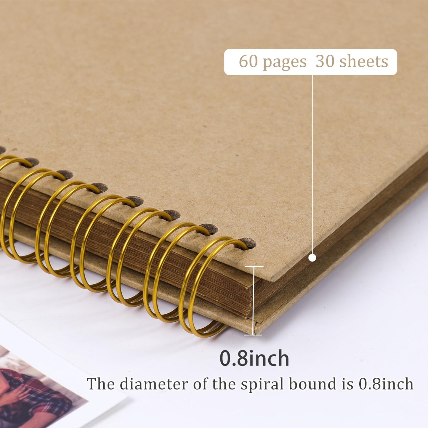 RECUTMS 8 x 8 Inch Small DIY Scrapbook Photo Album, 60 Pages Hardcover Craft Paper Photo Album for Memory Book, Anniversary, Valentines Day Gifts (Brown)