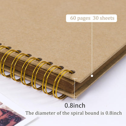 RECUTMS 8 x 8 Inch Small DIY Scrapbook Photo Album, 60 Pages Hardcover Craft Paper Photo Album for Memory Book, Anniversary, Valentines Day Gifts (Brown)