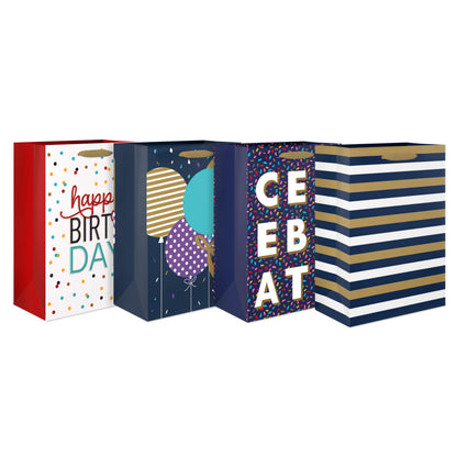 American Greetings 10" Medium Gift Bags for Birthdays and Celebrations (4-Bags)