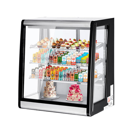 Festisoul Commercial Refrigerated Display Case, 196L Glass Door Countertop Refrigerator with Double Layer Tempered Glass, 110V for Restaurants, Cafes, Stores, Black