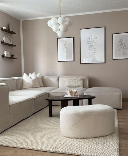 S & L Homes Wool Cotton Hand Woven Chunky Knit Popcorn Rug - Ivory Contemporary Area Rug for Living Room Bedroom (6' x 9' - Ivory)
