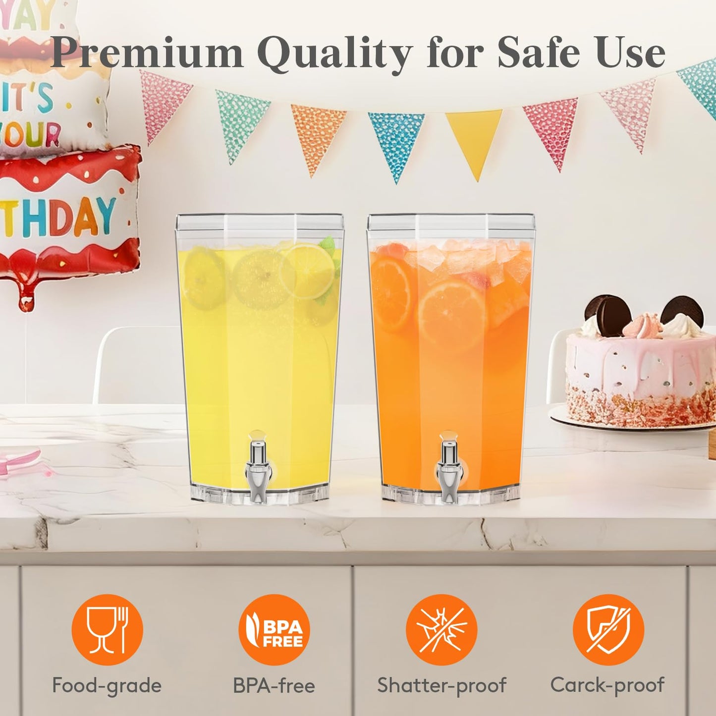 Lifewit 1 Gallon Drinks Dispense for Partiesr, Small Beer Dispenser, Plastic Beverage Pitcher for Cocktail, Soda, Tea, Juice Container for Lenmonade Stand, Mimosa Bar Supplies, 27 x 16 cm/10x6"
