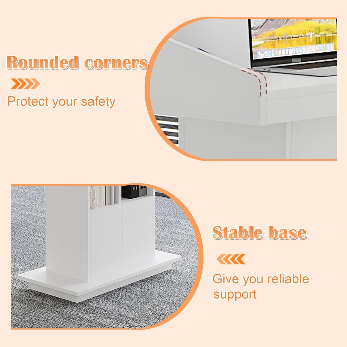 Wooden Podium Stand, Lecterns & Podiums with Storage Shelves and Drawer, Pulpits for Churches Classrooms and Conferences, Easy to Clean and Install (White, 39.4in)