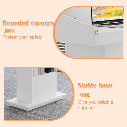 Wooden Podium Stand, Lecterns & Podiums with Storage Shelves and Drawer, Pulpits for Churches Classrooms and Conferences, Easy to Clean and Install (White, 39.4in)