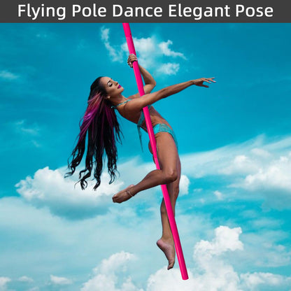 PRIOR FITNESS Aerial Flying Pole Set, Pink 3m Aerial Dance Pole W/Non-Slip Silicone Cover, SGS Professional Hanging Pole with Rigging Hardware, Portable for Home, Gym, Dance Club & Party