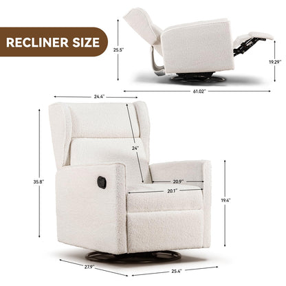 COMHOMA Nursery Rocking Chair Teddy Upholstered Swivel Rocker Recliner Manual Glider Reclining Chair for Living Room Bedroom Offices (Beige,1 PCS)