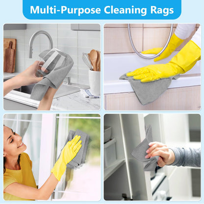 GLIMGLINT Microfiber Cleaning Cloth, 100 Pack Cleaning Rags, Lint-Free, Ultra Absorbent Reusable Paper Towels for Home, Kitchen, Car, Garage or Shop, Microfiber Rags, 11" x 9", Grey