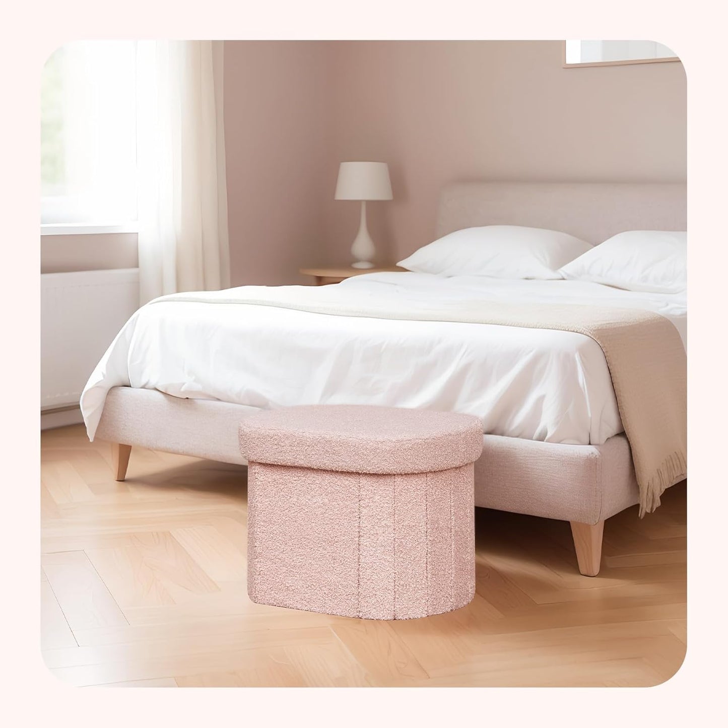 16.1"x12.2"x12.2" PINPLUS Storage Ottoman Boulce Tufted Oval Small Ottomans for Living Room Foot Rest with Storage
