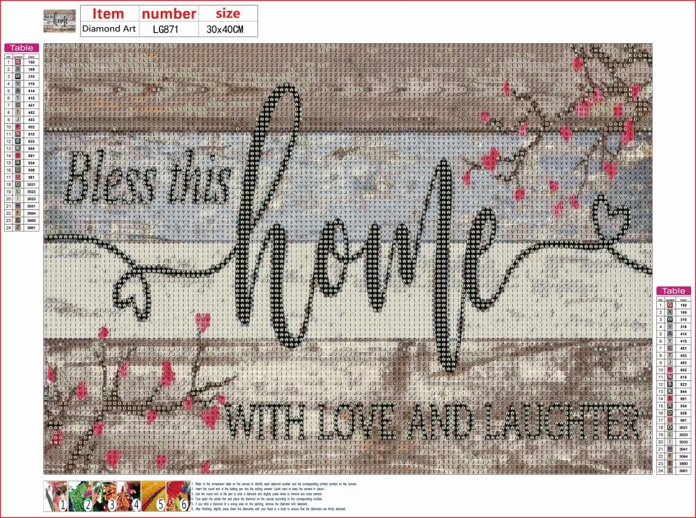 2 Pack 5D Diamond Painting Kits for Adults, Family Tree & Bless This Home Full Round Drill Diamond Art, DIY Crystal Rhinestone Embroidery Craft, Home Wall Decor for Living Room Bedroom, (red green)