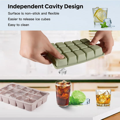 Silicone Ice Cube Tray 3 Pack, HANCELANT Ice Cube Mold, Ice Trays for Freezer with Lid for Whiskey, Baby Food, BPA Free, Easy Release