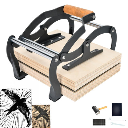 TOPOWN Linocut Printing Hand Lever Press Machine, Linocut Press Machine, Manual Hand Lever Printing Press for Linoleum Blocks with Felt Pad(fit up to 25mm Thick Blocks, A4, Black)