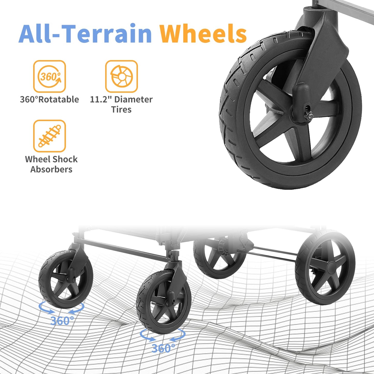 Stroller Wagon for 4 Kids, 4 Seater Wagon Stroller Featuring 4 High Seat with 5-Point Harnesses and Adjustable Canopy, Foldable Double Push Bar Wagon Stroller 4 Seater for Garden, Camping (Black)