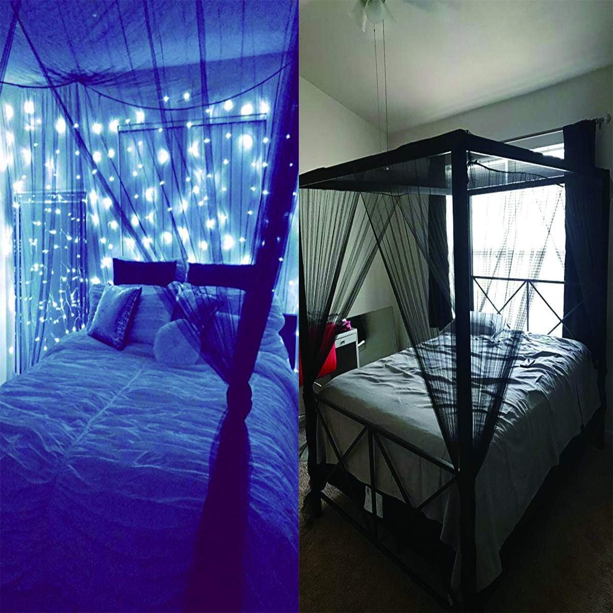 Goplus Mosquito Net - 4 Corner Post Bed Canopy for King & Large Queen Size Beds - Black