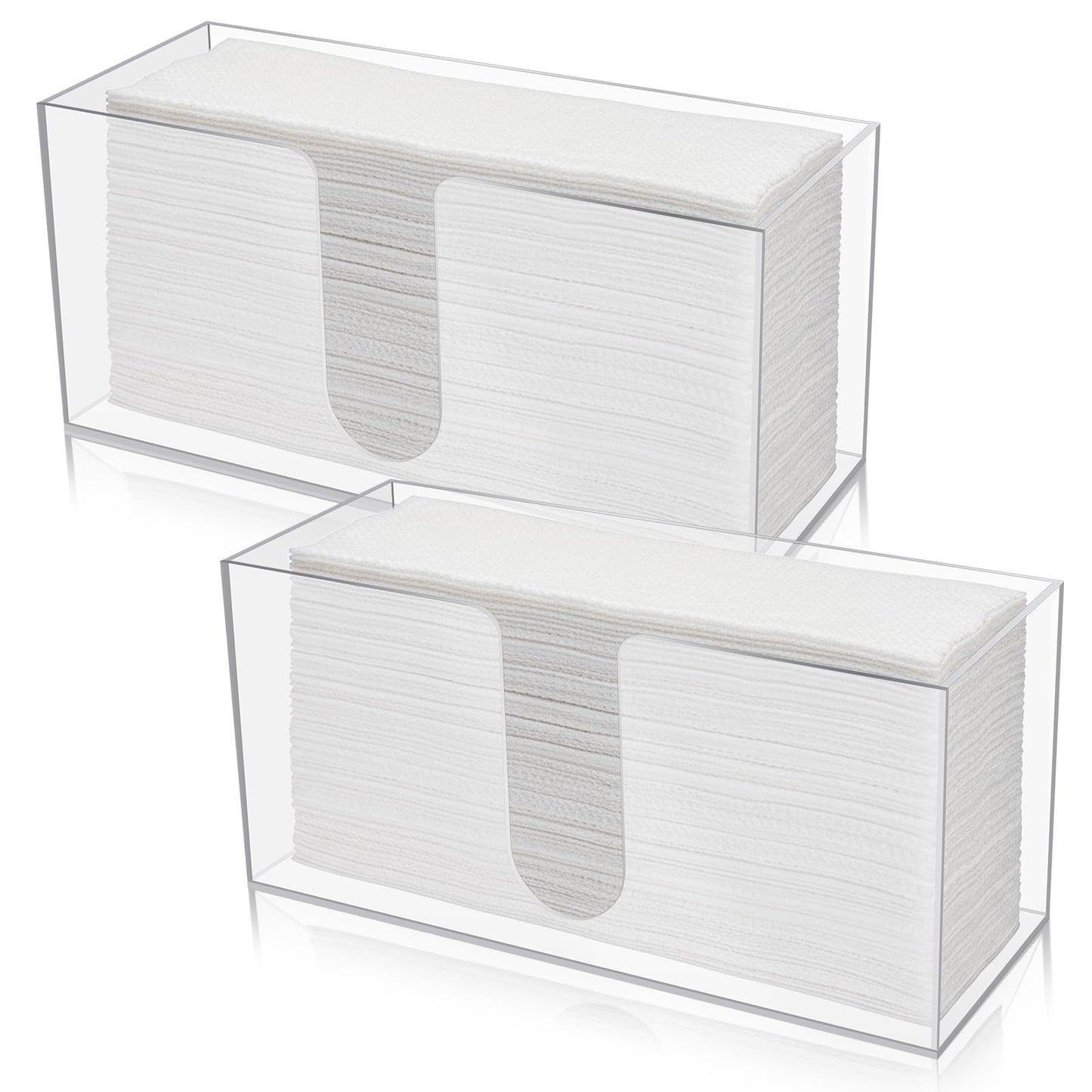 IANFAN 2 Pack Acrylic Countertop Paper Towel Dispenser, Clear Napkin Holder for Bathroom Countertop Paper Towel Holder Z-fold/C-Fold/MultiFold Trifold Papers Towels for Bathroom Kitchen Restaurant(2)