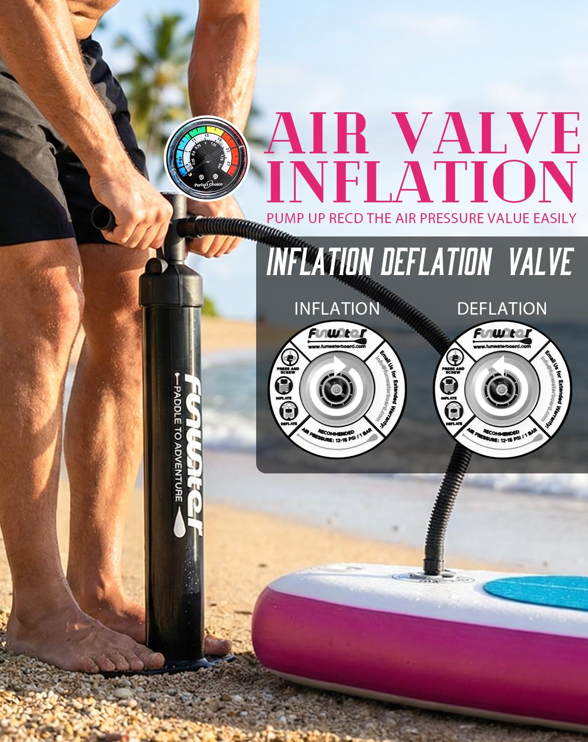 FunWater Inflatable 10'6×33"×6" Ultra-Light (17.6lbs) SUP for All Skill Levels Everything Included with Stand Up Paddle Board, Adj Floating Paddles, Pump, ISUP Travel Backpack, Leash,Waterproof Bag