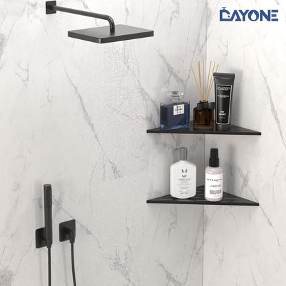 2 Pack 10", SUS304 DAYONE Matte Black Corner Shower Shelf Bathroom Corner Shower Organizer Shelf for Tiled Wall