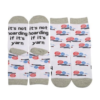 MBMSO Knitting Socks Crochet Yarn Gifts It's Not Hoarding If It's Yarn Socks Knitting Lovers Gift for Crocheter Sewing Socks (Cotton, Yarn Socks)