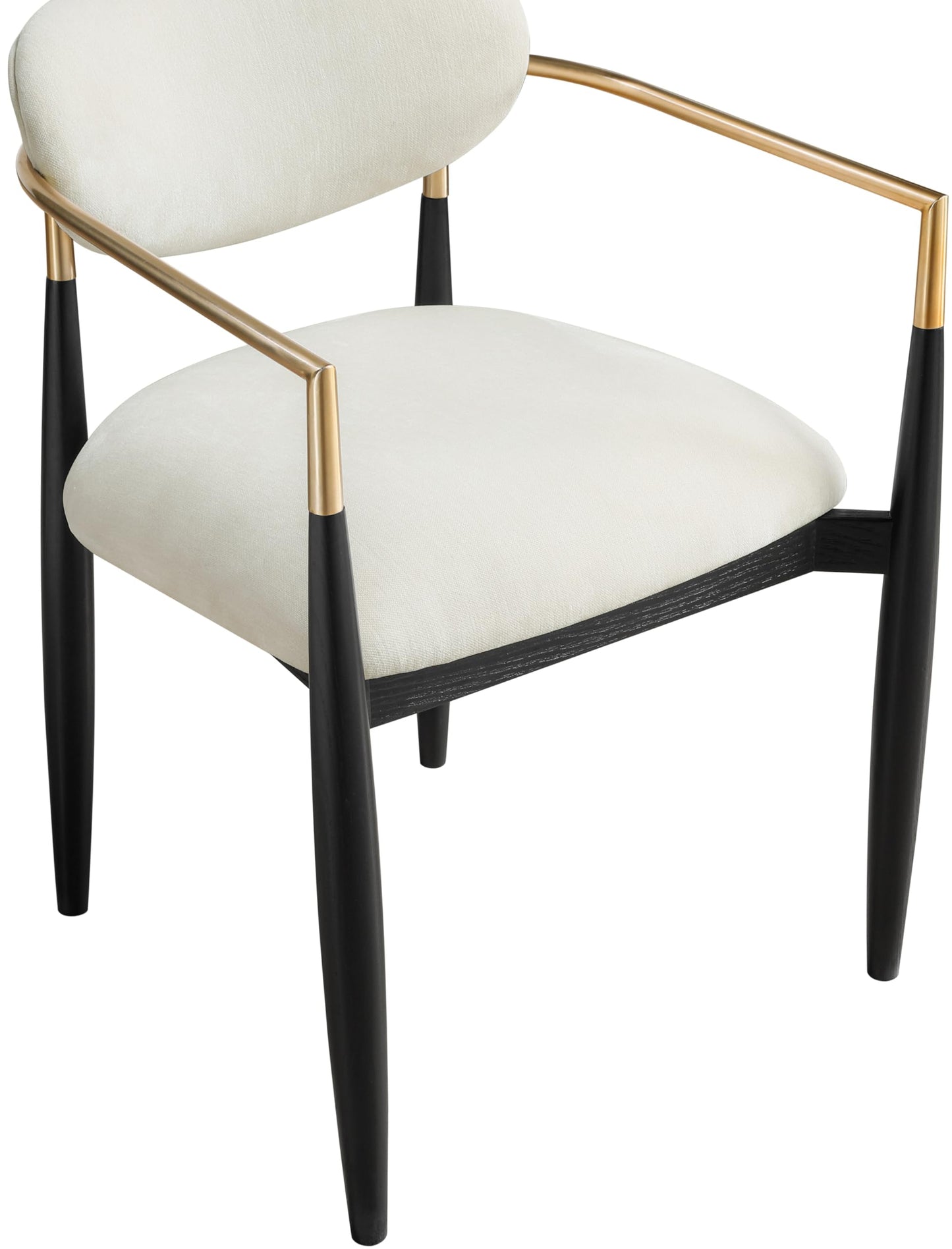 Meridian Furniture 11022Beige-AC Riccio Collection Modern | Contemporary Dining Arm Chair with Beige Performance Polyester, Ash Wood, Iron, 21.5" W x 21.5" D x 29.5" H, Beige, Set of 2