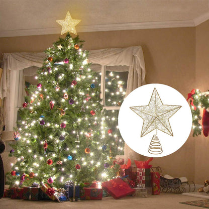 Cabilock Tree Topper Star - Christmas LED Star Tree Topper, Battery Operated Sparkly Ornament for Treetop Decoration