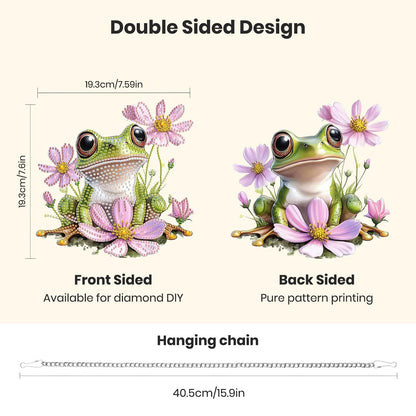 Hanging Diamond Art Kits for Adults Beginners, Frog Flower Diamond Painting Pendant Kit, DIY Acrylic 5D Special Shaped Crystal Diamond Gem Art Painting Hanging Ornament for Home Wall Decor and Gift