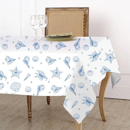 Last Toast on the Coast Bachelorette Table Cloth Blue Coastal Bachelorette Party Decorations Seashells Beach Table Cloth Ocean Nautical Table Cover for Girl Wedding Bridal Shower Picnic Camping Party