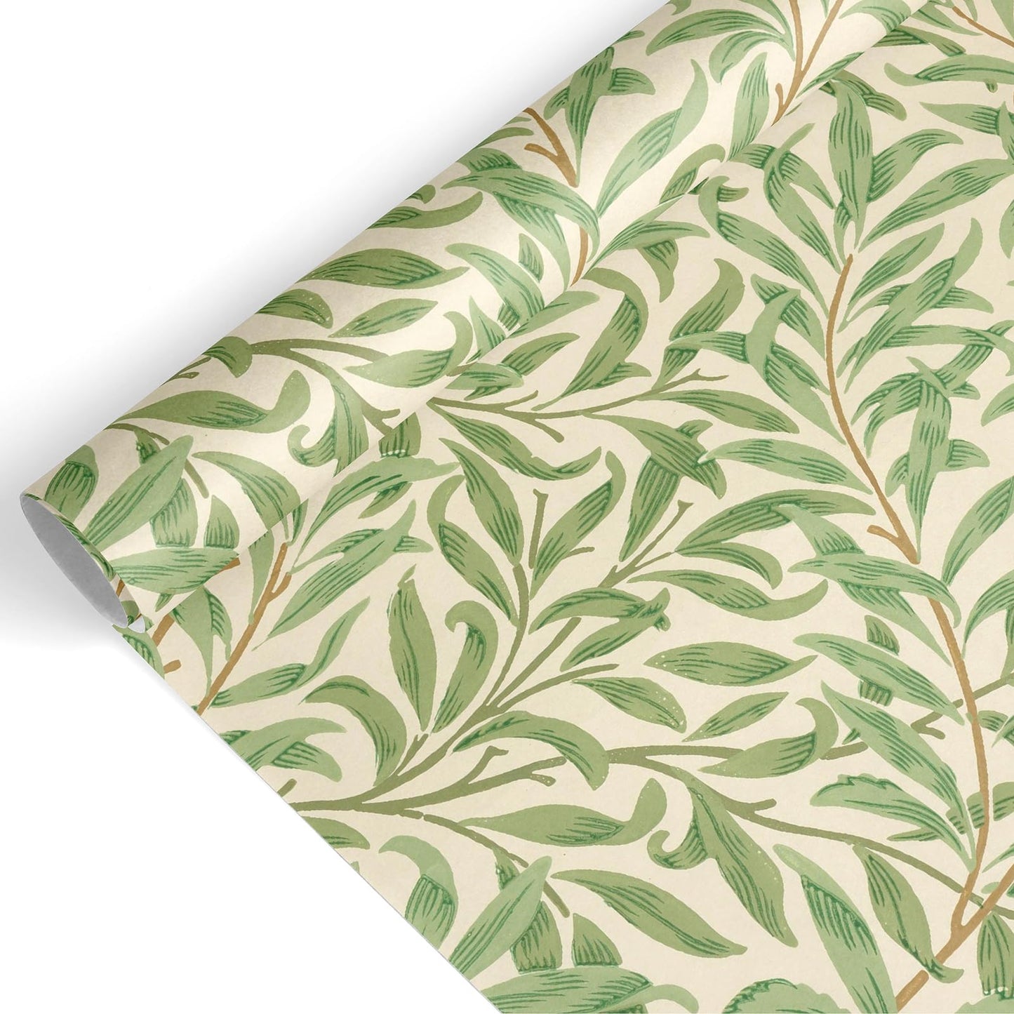 FYSUIMU William Morris Wrapping Paper - Mini Roll - 17 In x 32.8 Ft Greenery Leaves Gift Wrap Paper Botanical DIY Art Crafts Papers for Wedding Birthday Holiday Party Supplies