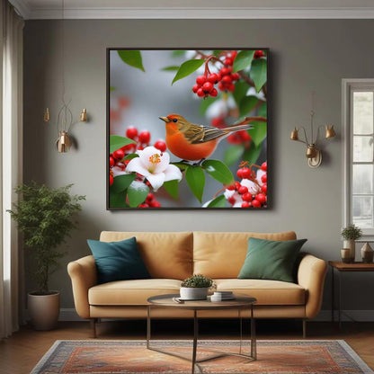 Lvmuu Large Bird Diamond Art Kits for Adults, 5D DIY Flowers Full Round Drill Spring Diamonds Painting for Beginners Gem Art Paint By Number Art Crafts Home Wall Decor 16x16inches