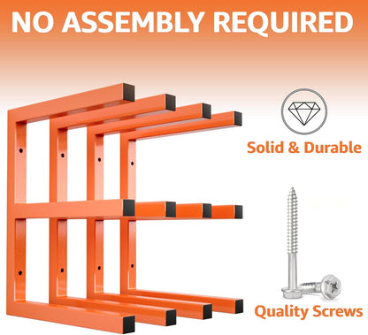 YYR Wood Organizer - Heavy Duty Metal Lumber Storage Rack | 6-Level Wall Mount, Holds Up to 1200 LBS, Orange