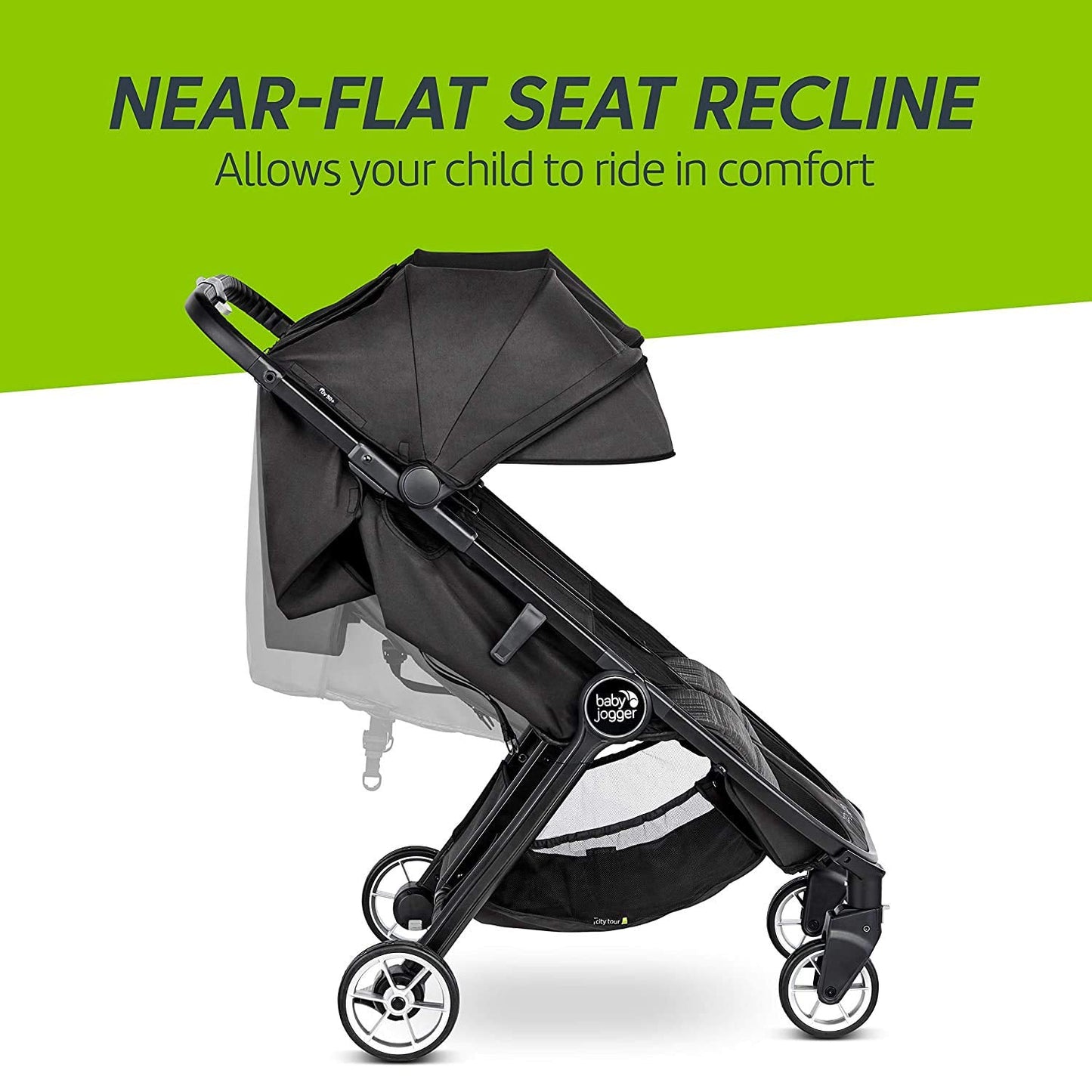 Baby Jogger® City Tour 2 Side by Side Double Stroller, Compact Twin Stroller Design, Easy-To-Maneuver, Fits Through Standard Doorways, Compact One-Step Fold Design, Baby Travel Essential, Pitch Black