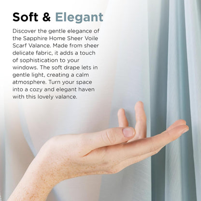Sapphire Home Window Scarf Valance Curtains, Extra Long Sheer Valances for Living Room, Kitchen, Bedroom, 37" x 216" -