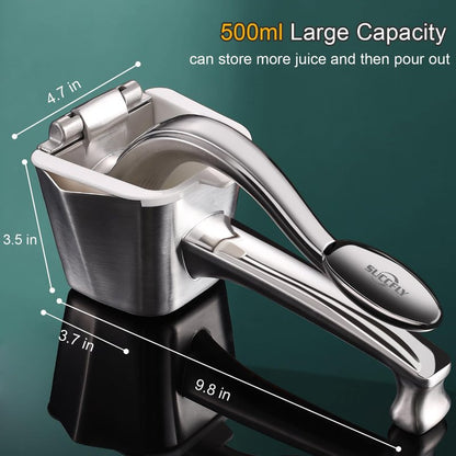 SUCCFLY Lemon Squeezer - Stainless Steel Citrus Juicer, Heavy Duty Manual Juicer for Lemons, Limes, Oranges, Pomegranates (5 Year Warranty)