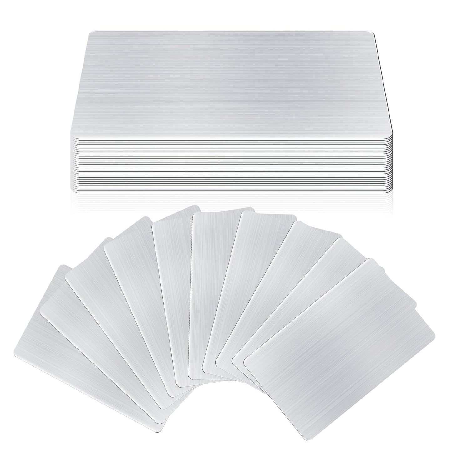 AOKLIT 30 pcs 304 Stainless Steel Metal Business Cards Blanks, 3.4 x 2.1 Inch Thickness 0.5 mm Metal Card Laser Engraving Steel Plates for Business House Customer DIY Gift