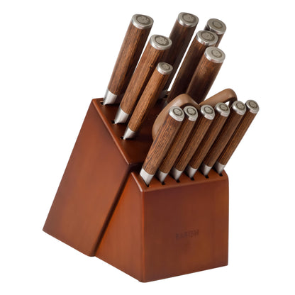 Babish High-Carbon 1.4116 German Steel 15 Piece Full Tang Forged Cutlery Kitchen Knife Block Set - Dark Pakka Wood Handle