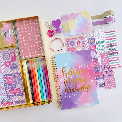Nollh DIY Journal Kit for Girls - 200+PCS Teen Tween Girl Gifts Trendy Stuff, Stocking Stuffers, Scrapbook Supplies Stationery Set, Art Crafts Kit - Ideal Gifts for 8 9 10 11 12 13 14 Year Old Girl