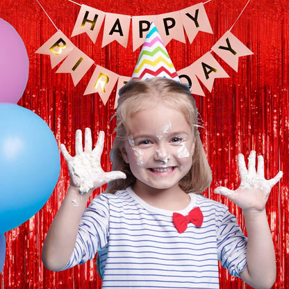Regine Switzerland 5 Pack Red Streamers | Foil Fringe Backdrop Curtains for Parties & Celebrations