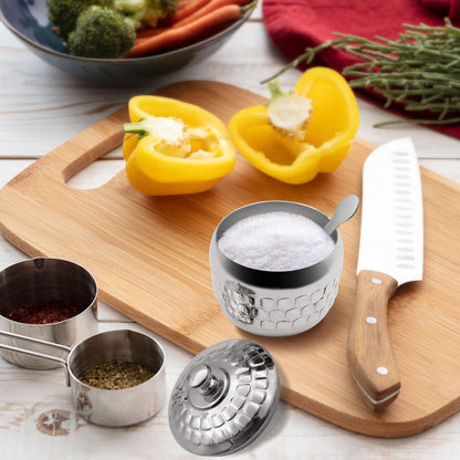 XHKDSYMC Stainless Steel Sugar Bowl Coffee Seasoning Jar Condiment Pot Spice Container Canister Cruet with Lid and Spoon