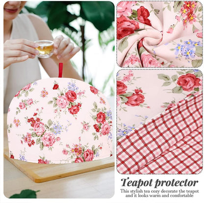 LUOZZY 2pcs Cotton Tea Cozy Pot Cover, Insulated Kettle Cover, 35 * 25cm - Pink