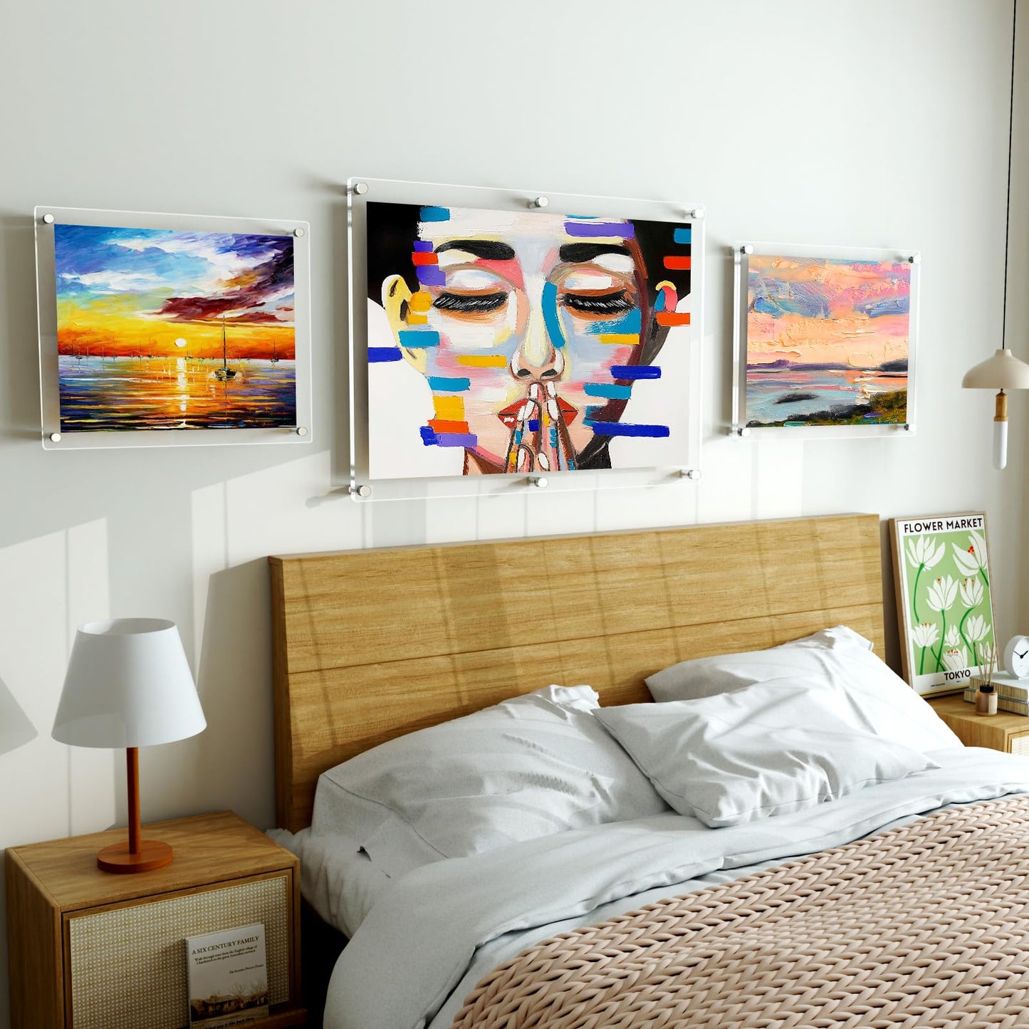 AITEE Large Acrylic Floating Picture Frame 18×24，Clear Photo Frame Wall Mount, Display Photo Frames for Office/Home/Living Room, Full Frame Size 20.5×26.5.