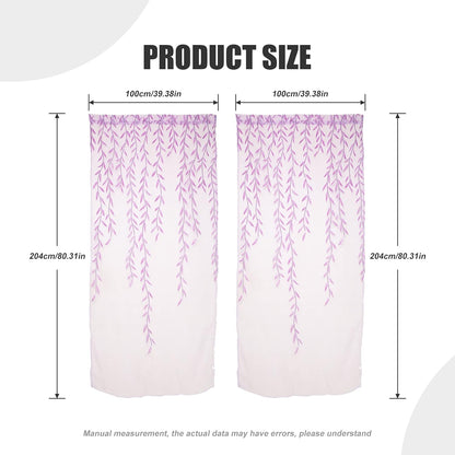 ICYANG Sheer Lavender Curtains Lilac Leaf Purple Vine Willow Tulle Drape Panel Valances 78.6 x 39.3 Inch for Home
