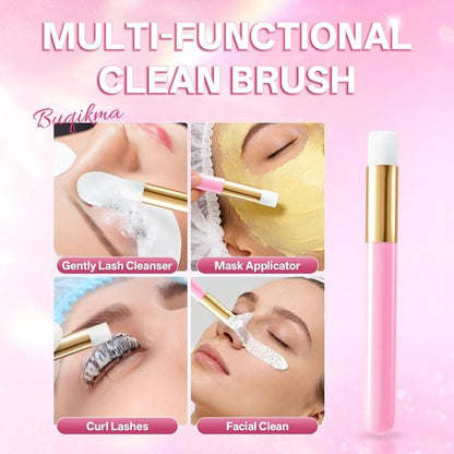 Buqikma Eyelash Shampoo | Gentle Cleanser Kit with Wash Brushes - 60ml/2.02 fl. oz for Salon & Home Care