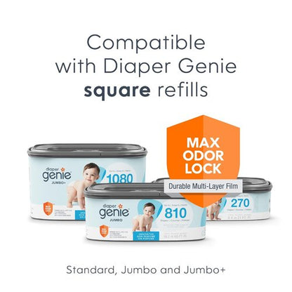 Diaper Genie Classic Diaper Pail Gift Set - Push-N-Lock Odor Control | Includes Starter & Jumbo+ Refill | Holds 1,245 Newborn Diapers