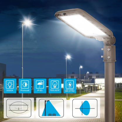 Upgrade 240W LED Parking Lot Light, 36000LM LED Light Pole with Dusk to Dawn Photocell, 5000K Daylight, IP65 Waterproof Die-Cast Aluminum, Commercial Pole Lights Outdoor for Parking Lots, 6 Pack
