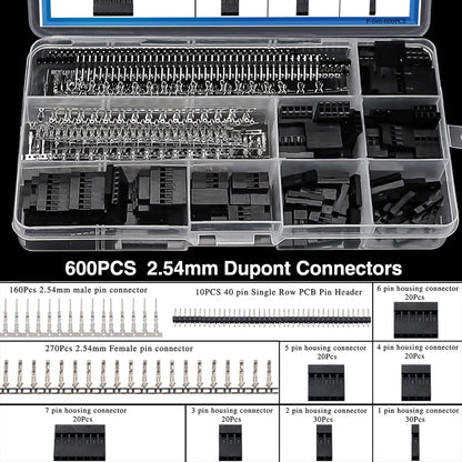 Taiss Dupont Crimping Tool Kit Ratcheting Wire Crimper with 2.54mm 600PCS Dupont Connectors and 560PCS JST XH Connectors,Dupont Crimper,JST Crimper(0.08-0.5mm² 28-20AWG)